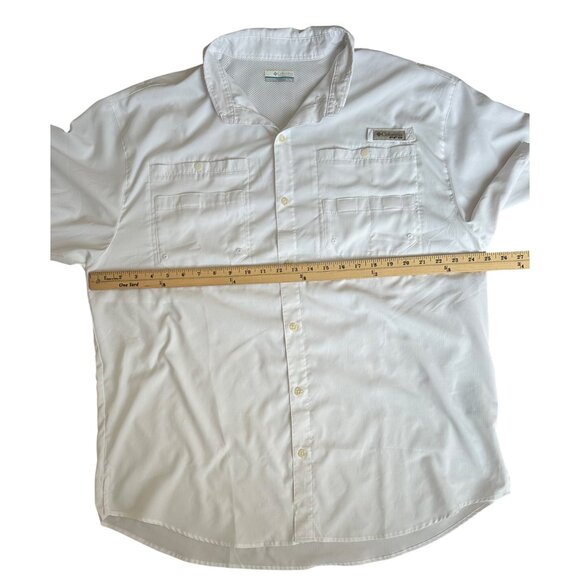Columbia Mens Size XL PFG White Short Sleeve Vented Button Down Fishing Shirt - Picture 6 of 14